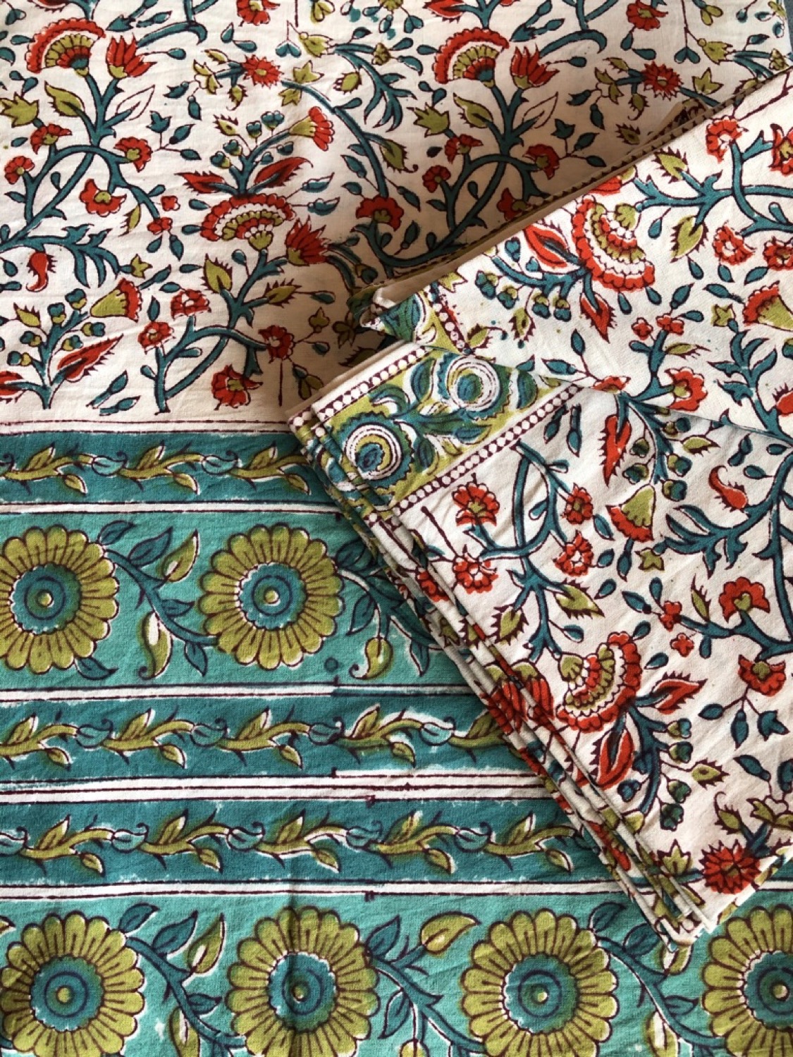 Blockprint tafelkleden uit India met servetten 250 x 200 cm